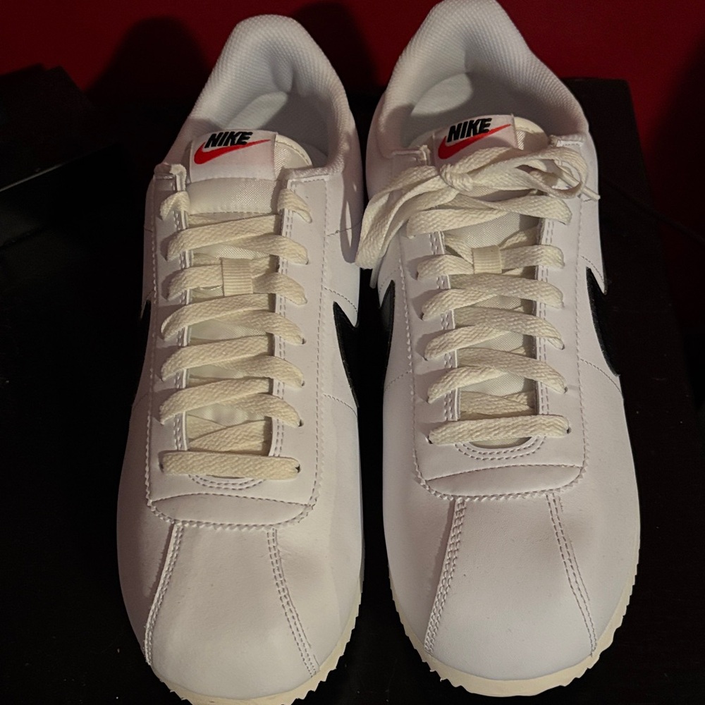 Nike White and Black Cortez Sneakers